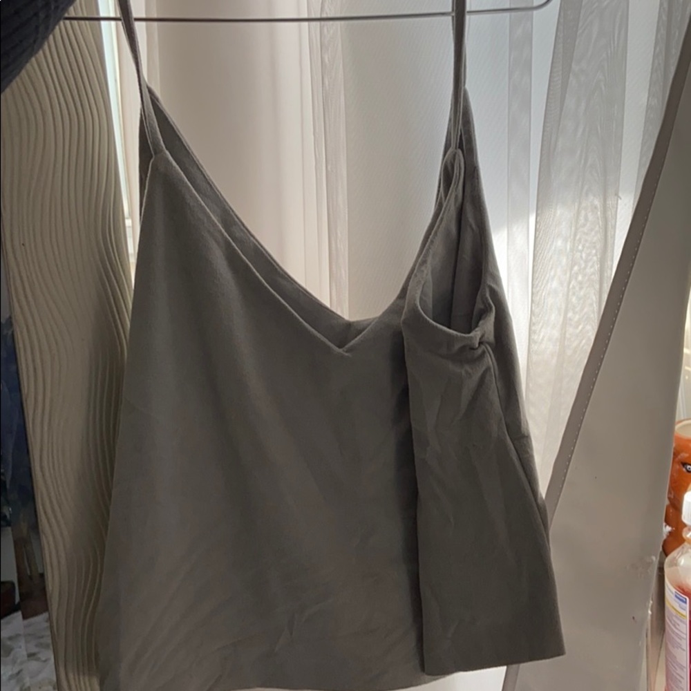 Gray spaghetti wrapped top